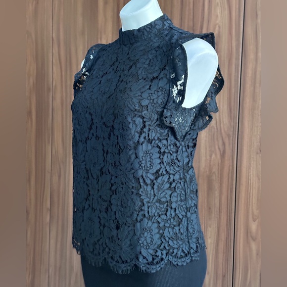 Banana Republic Lace Scallop Hem Ruffle Sleeve Blouse - Picture 3 of 15